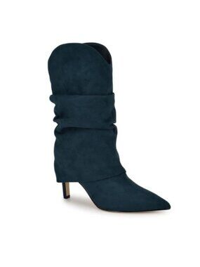 Nine West Womens Glitch Pointy Toe Slouchy Dress Boots Dark Blue Size 10M NEW